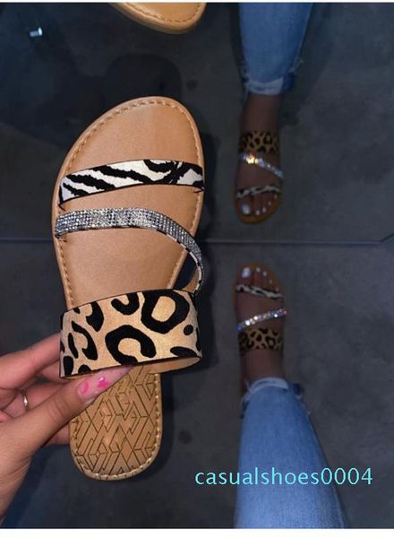 

fashion 2020 women slippers leopard summer women crystal diamond bling beach slides sandals casual shoes c04, Black