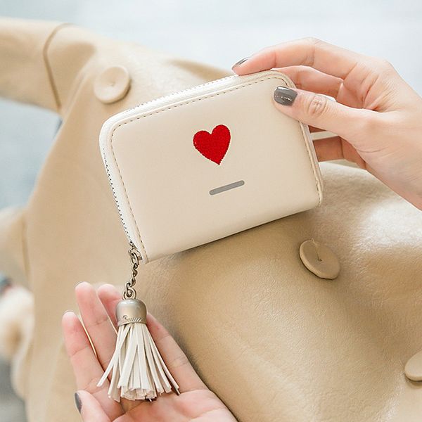 

women simple short wallet coin purse card holders handbag, Red;black