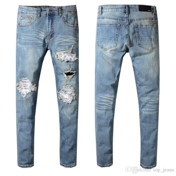 

мужские джинсы рваные джинсы синий рок-звезда мужской комбинезон дизайнер джинсовые мужские брюки дизайнер джинсовые мужские узкие джинсы, Blue