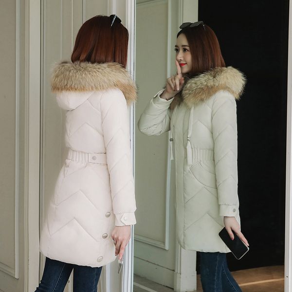 

clothes girls long fund 2019 self-cultivation winter hair lead cotton-padded jacket down cotton back season loose coat tide, Black