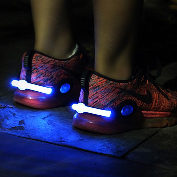 

led shoe clips light outdoor safety signal warning light reflective night running gear luminous shoe lace shoes accessories, Black