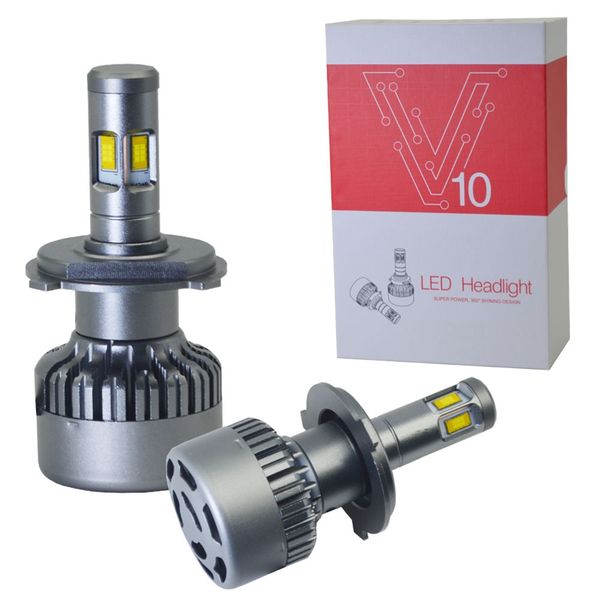 

new v10 h4 car led headlights 9600lm 120w 12v fog lights general headlights car led lights silent fans bulbs