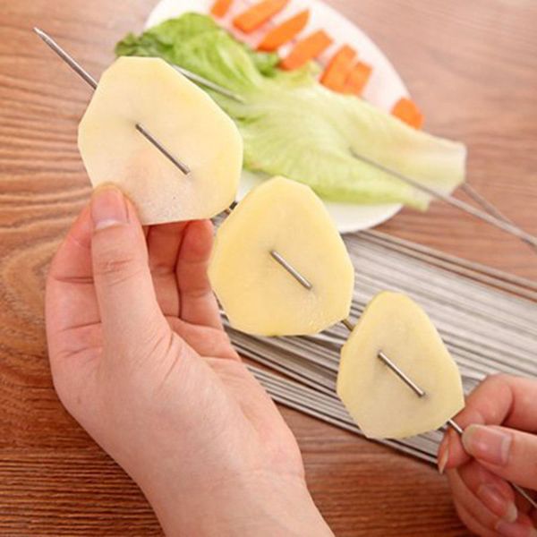 

10pcs/set stainless steel barbecue bbq skewers round roast needle stick shish kebab skewers kitchen outdoor camping picnic tools