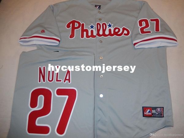 

custom majestic philadelphia #27 aaron nola baseball jersey gray new mens stitched jerseys big and tall size xs-6xl for sale, Black;blue
