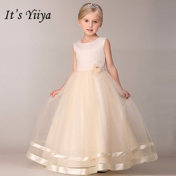 

it's yiiya flower girl dresses 8 colors sleeveless o-neck floor length girls pageant dresses vestidos de noches para ninas b815, Red;yellow