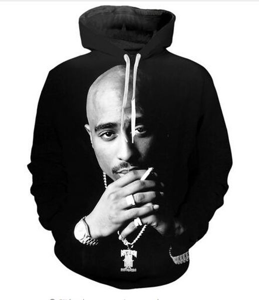 

new fashion hip hop sweatshirt men women 3d casual hoodies 2pac tupac harajuku style loose pullover hoodies usa0208, Black