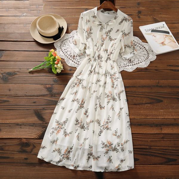 

womens dresses summer dress mori girl sweet dress summer women floral print long chiffon dress pleated floral vestidos korean fashion, Black;gray