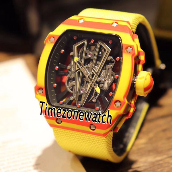 

Edition 27 03 rafael nadal tpt red yellow carbon fiber keleton dial miyota automatic men watch yellow nylon leather watche m08c3