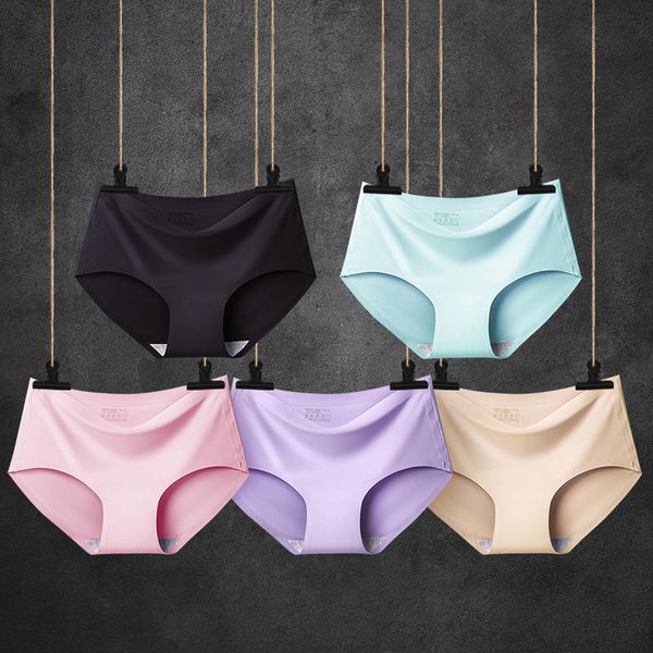 

underwear 5pcs/lots seamless panties women's undepants ladies majtki bezszwowe under wear women ice silk knickers briefs, Black;pink