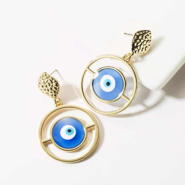 

fashion multi-layer alloy ring resin eye earrings exaggerated personalized earrings s925 silver needle earrings, Golden