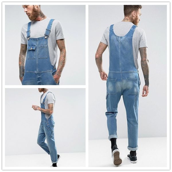 

europe and america new style cowboy suspender pants slim fit slimming men's trousers ozhouzhan selling men's overalls, Blue