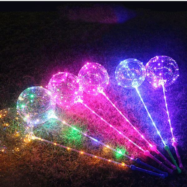 

led luminous bobo balloon flashing light up transparent balloons 3m string light with hand grip balloon for wedding party festival decors in