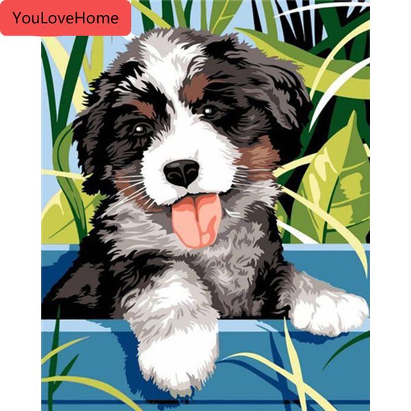 

картины по номерам собаки животные наборы для рисования холсте ручная роспись diy маслом картин живопись, красивые картины по номерам поделк