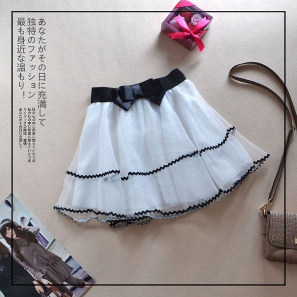 

2019 women's spring and summer new bow organza yarn skirt student skirt ladies umbrella casual natural solid, Black