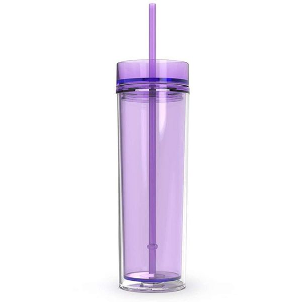 

fedex dhl 16oz оргстекла тощий тумблер 6 цвета варианты двухстенными изолированный тощий тумблер портативный с крышкой и соломы