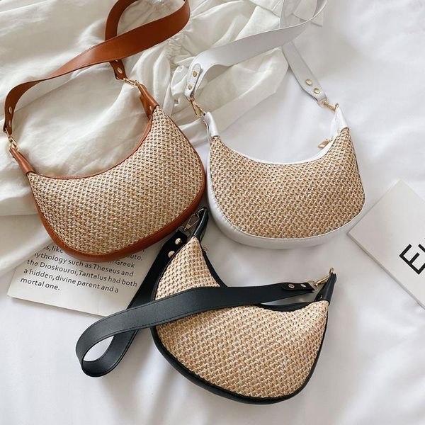 

vintage woven women shoulder messenger bags woven vacation beach square crossbody handbags girls holiday beach