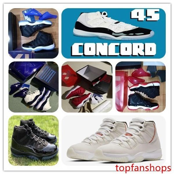 

11 concord 45 platinum tint cap and gown basketball shoes 11s xi space jam bred win like 96 82 real carbon fiber sports sneaker original