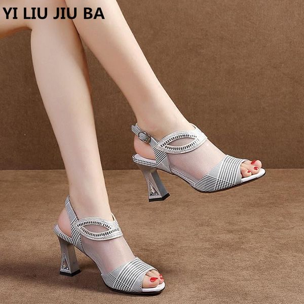 

summer sandals women shoes buckle square high heel women shoes fashion open toe sandals female plus size 35-39 **937, Black