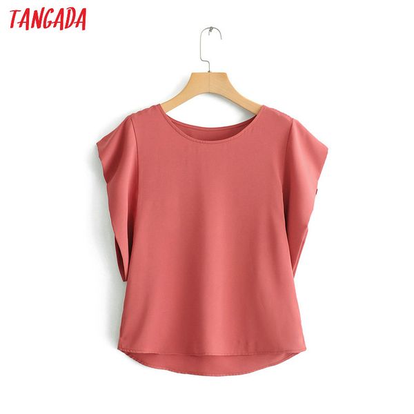 

tangada women elegant solid blouse o neck batwing short sleeve office ladies shirt work blusas femininas zl27, White