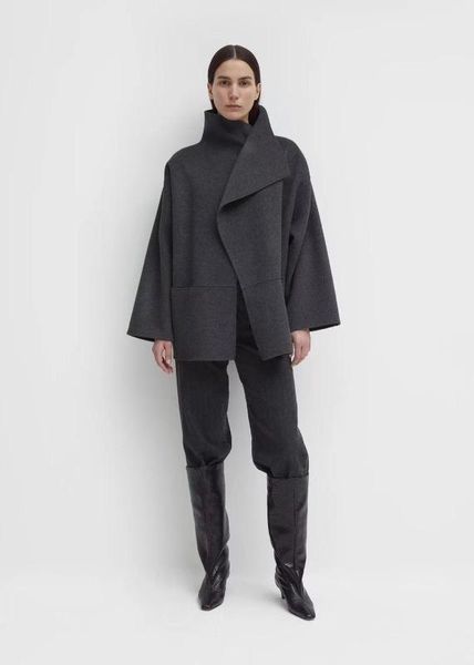 

women's wool & blends totem* coat short cardigan cassic annecy series silhouette side slit lapel shortcoat for women big size arrival s, Black