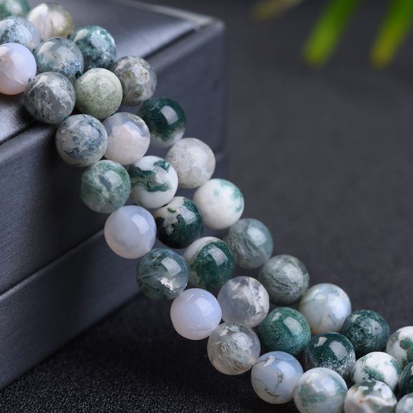

round natural tree agate stone beads 4/6/8/10/12mm diy loose agate beads for jewelry making bracelet necklace strand 15'', Black