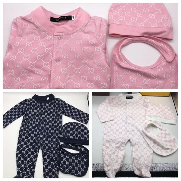 

baby boys girls romper long sleeve cotton jumpsuit + hat + bib 3pcs/set toddler infant romper climbing clothes, Blue
