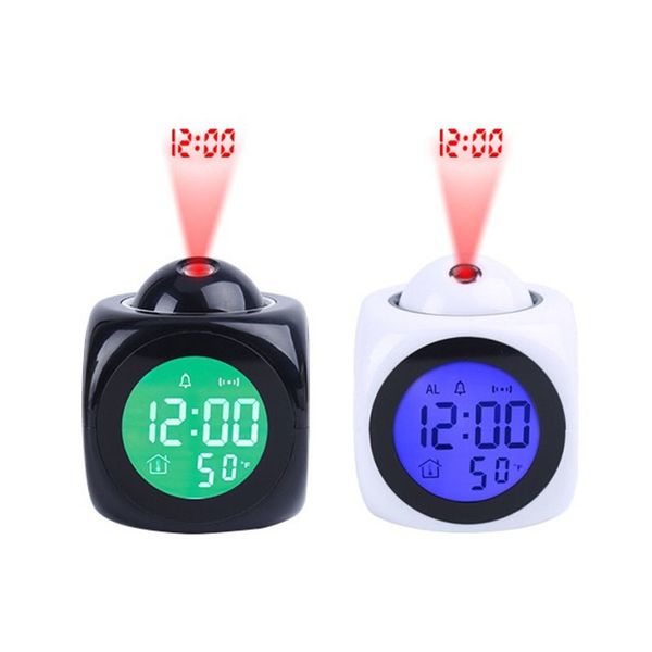 

new fashion attention projection digital weather lcd snooze alarm clock projector color display led backlight bell timer
