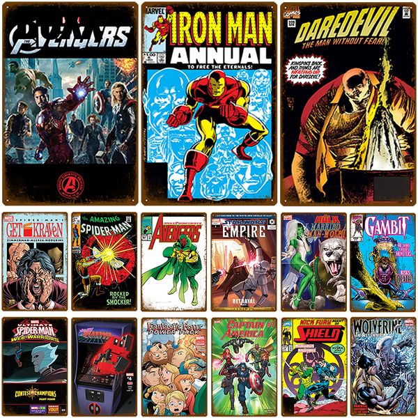 

супер герой настенный декор металлическая вывеска настенное искусство жестяная вывеска потертая шикарная табличка металлический декор милан