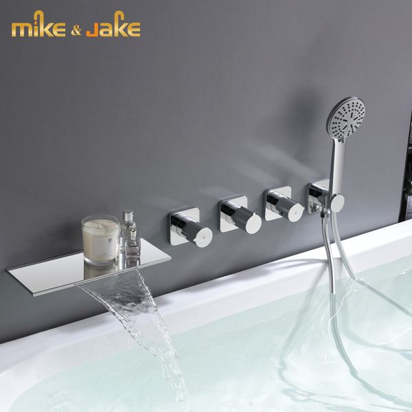 

waterfall bathtub faucet wall-mounted cold and bath mixer concealed box bathroom shower suit