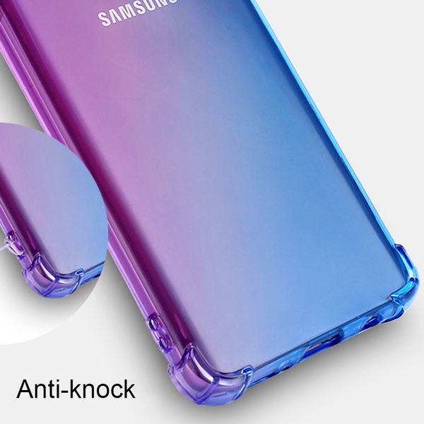 

Градиент цвета Мягкий Прозрачный анти постучали чехол для Samsung S10 5G е плюс M20 M10 M30 A7