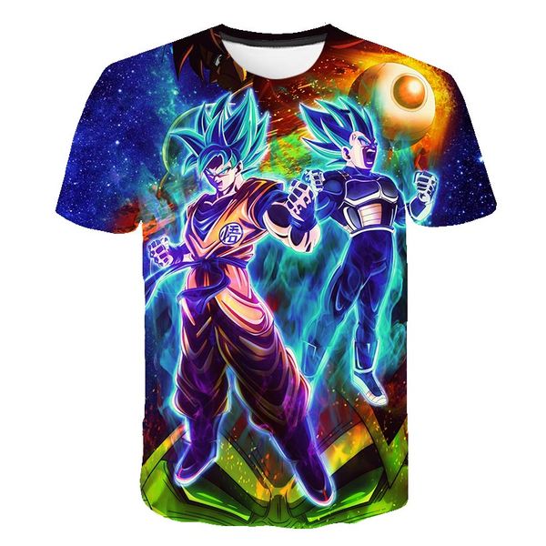 

японское аниме 2019 новая мода мужчины / женщина dragon ball z смешная футболка с принтом 3d повседневная с коротким рукавом смешная футболк, White;black