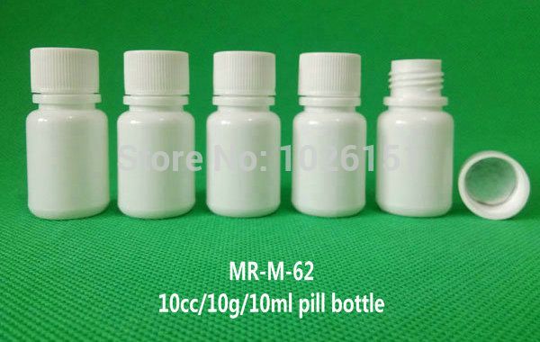 500 Stück 10 g/10 ml/10 ml kleine Plastikbehälter-Pillenflasche mit Verschlussdeckel, leere weiße runde Pillen-Medikamentenflaschen aus Kunststoff
