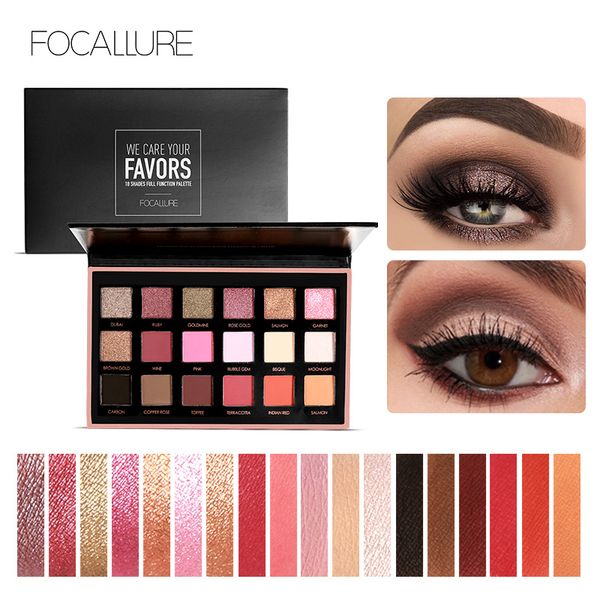 

focallure glitter eye shadow 18 colors pigment eye shadow palette waterproof easy to wear shimmer make up eyeshadow