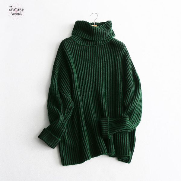

women sweater chic contrast color solid knitted striped pullovers turtleneck 2019 spring new arrival, White;black