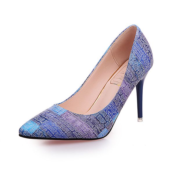 

zhenzhou 10cm pumps woman shoes 2019 autumn fashion thin heels pointed toe work shoes single rainbow color high heels, Black