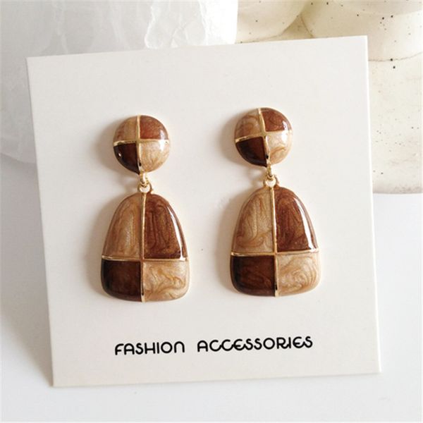 

vintage oil painting stud earrings trendy style classic temperament color matching earrings women jewelry making 2020, Silver