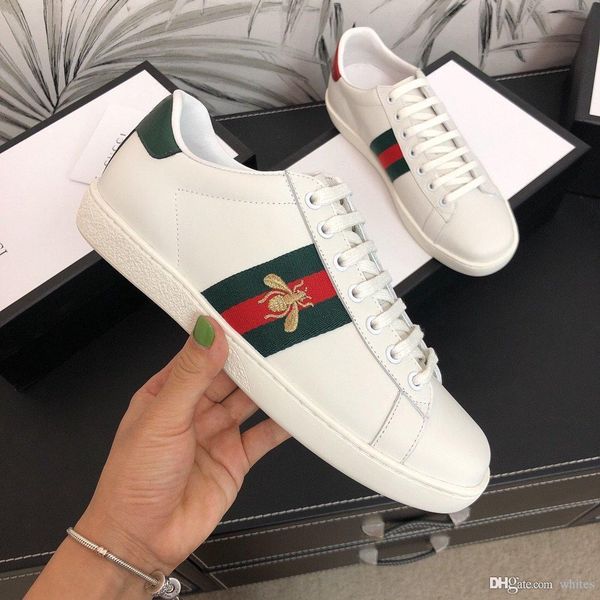 

luxury fashion boxed g54 men s women s ace white bees genuine leather sneakers shoes sandals gg gucci, Blue;gray