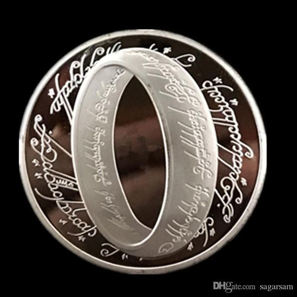 

50 шт кольцо кино тема посеребренная 40 мм лорд значок слиток главная коллекционная украшение монета dhl доставка