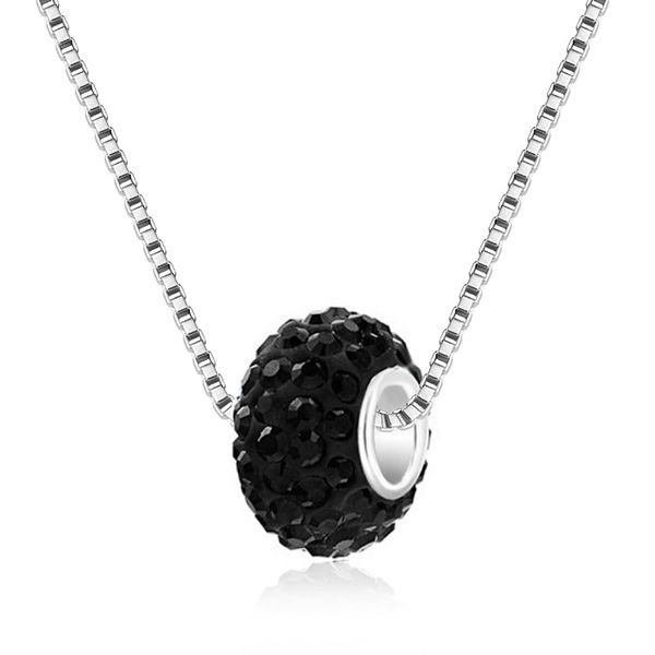 

2019 europe and america shambhala soft pottery large hole bead ball pendant venice chain fashion necklace explosion necklace, Silver