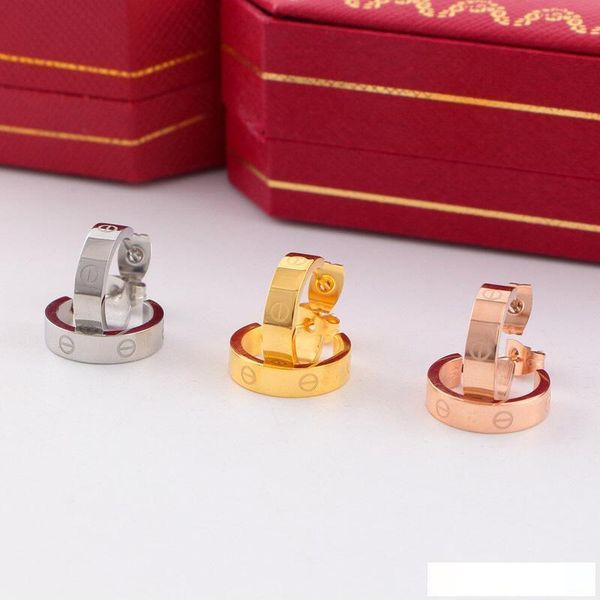 

luxury designer jewelry women earrings wedding engagement charm fashion earrings 316l titanium steel silver rose gold stud earring, Golden;silver