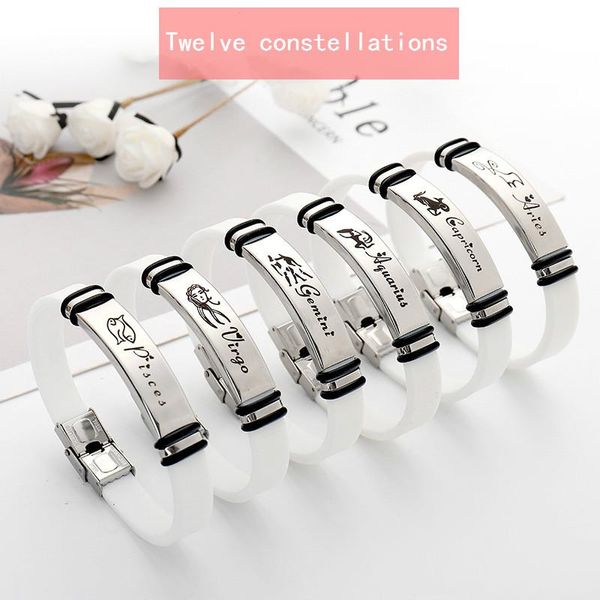

2020 designer new constellation couple bracelet tide students boys and girls personality bracelet jewelry, Silver
