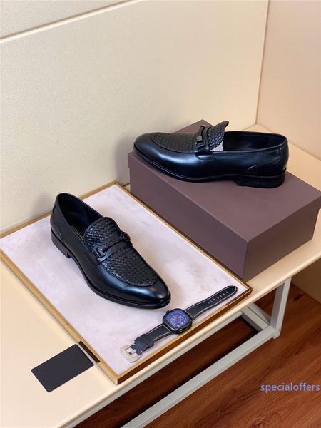 

men fashion casual shoes pu knit flat loafer shoes new design pointed toe party dress breathable plus size 38-45, Black