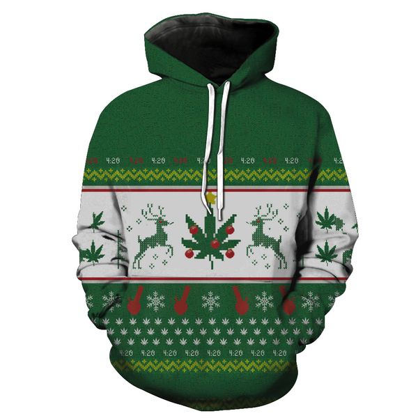 

new christmas printing series men's cardigan hooded men's sweatshi fashion with a hat sweatshirts printing blouse hoodies, Black