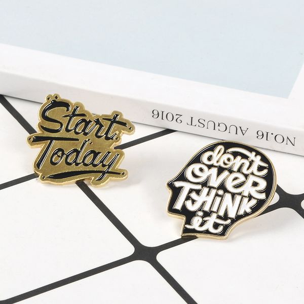 

overthink enamel pin black brain badge brooch bag clothes lapel pin simple punk excitation jewelry gift for friends, Gray