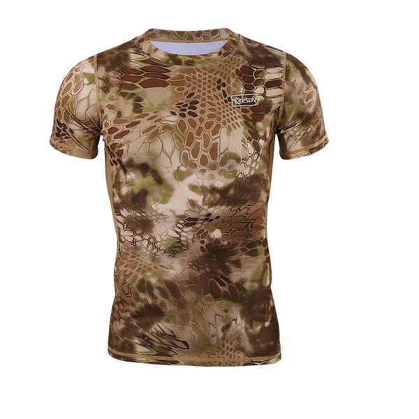 

5 color camouflage quick dry breathable t-shirt tights army tactical t-shirt mens compression shirt fitness summer body bulding, Gray;blue