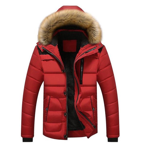 

brand fashion mens wool liner down jacket solid color hooded padded coat zipper winter warm jacket snow parka outdwear plus size, Black