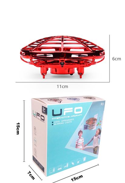 YC UFO-Induktionsflugzeug, interaktives Spielzeug mit Gestenerkennung, 2-Gang-Geschwindigkeit, mit Licht, Fernbedienung der Wassertropfenform, Weihnachtsgeschenk für Kindergeburtstage