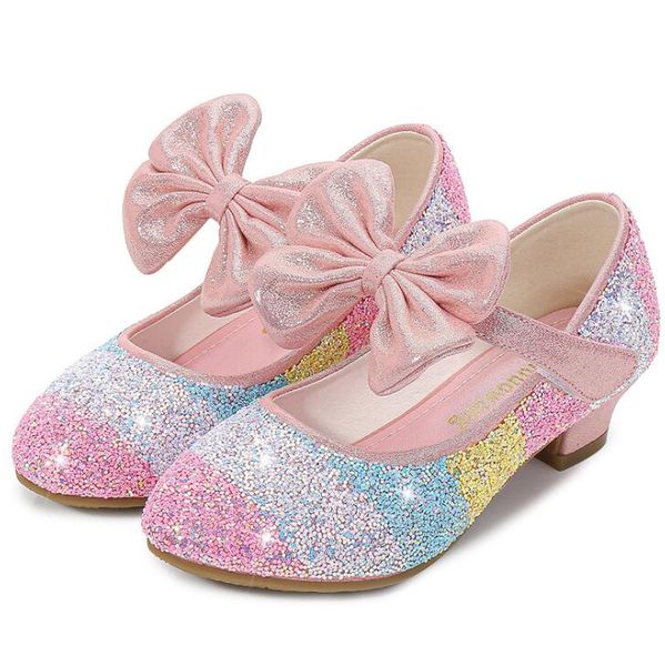 

new spring summer children princess leather shoes girls sequins girls wedding party kids dress shoes for school sandal, Black;grey