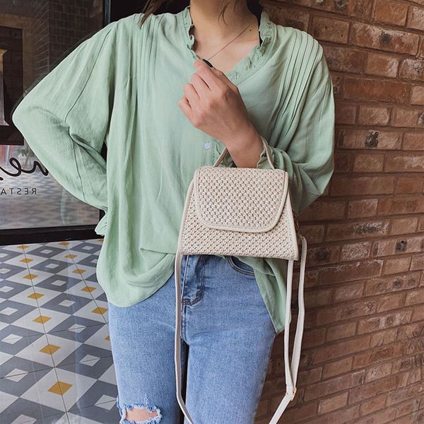 

messenger bags 2019 new fahsion beach straw bucket bag burlap square bag messenger women