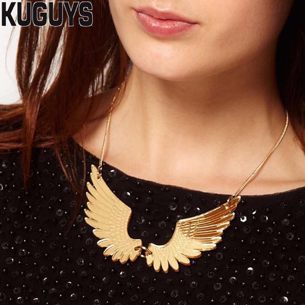 

kuguys fashion jewelry golden wing hiphop pendant necklaces for womens trendy vintage mens necklaces ds dj accessories, Silver